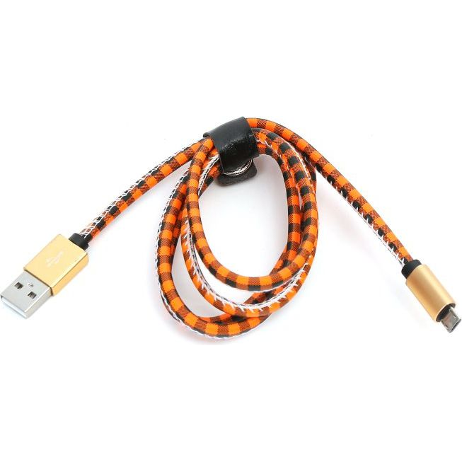 Platinet PUCLC1O microUSB to USB Leather Cheked cable 1m Orange (PUCLC1O)