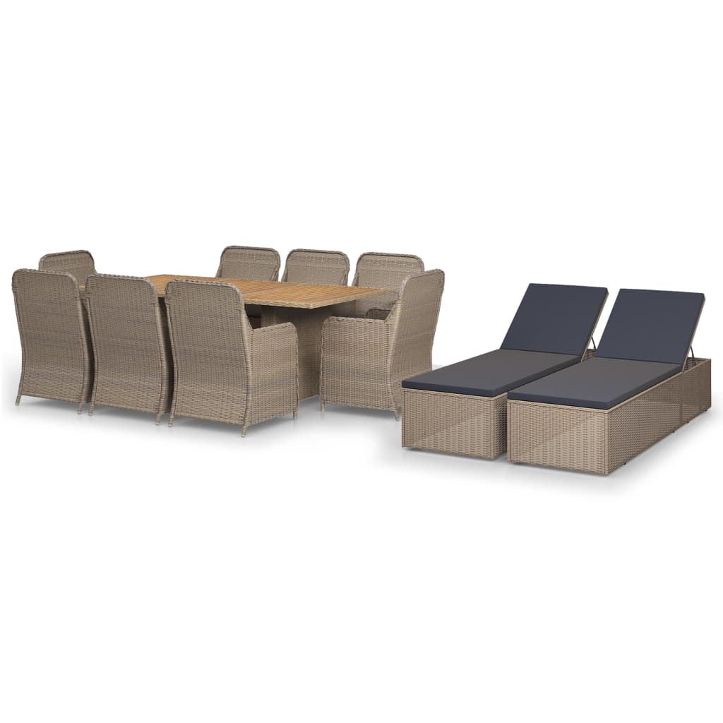 11 részes barna kültéri polyrattan étkezőgarnitúra (3059472)