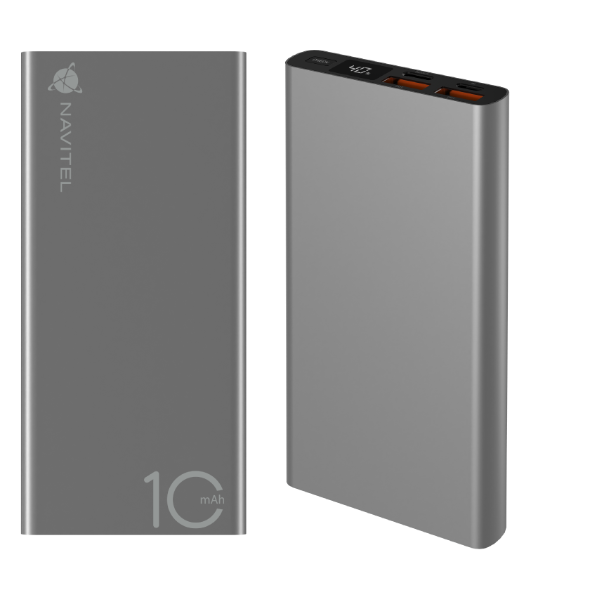 Външна батерия Navitel PWR10 AL 10 000 mAh, сребриста