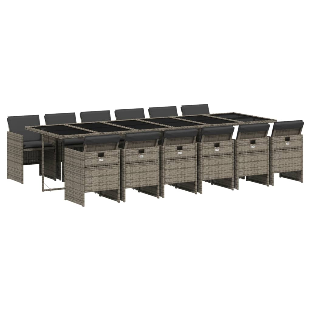 13 részes szürke polyrattan kerti ülőgarnitúra párnákkal (3210584)