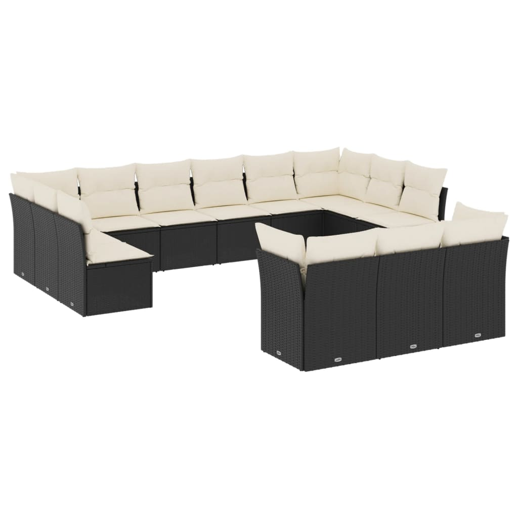 13 részes fekete polyrattan kerti ülőgarnitúra párnákkal (3218446)