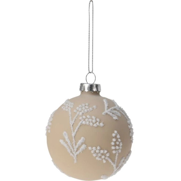 H&L Christmas glass flask 8 cm, frosted cream (A848-BE-00)