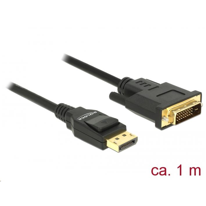 Delock Displayport 1.2 apa > DVI 24+1 apa passzív 1 m kábel fekete (85312) (85312)