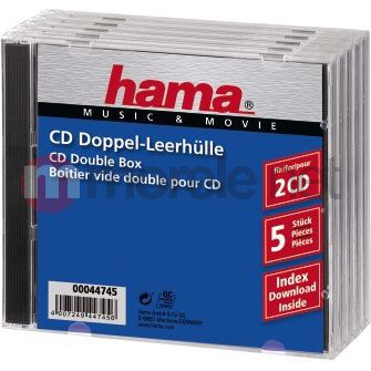 Hama CD Double Jewel Case Standard, Pack 5 2 dischi Trasparente
