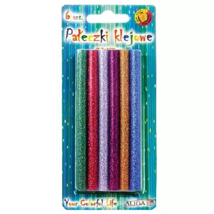 Aliga FDA2849 7mm Glitteres Ragasztórúd - Színes glitteres (6db/csomag) (FDA2849)