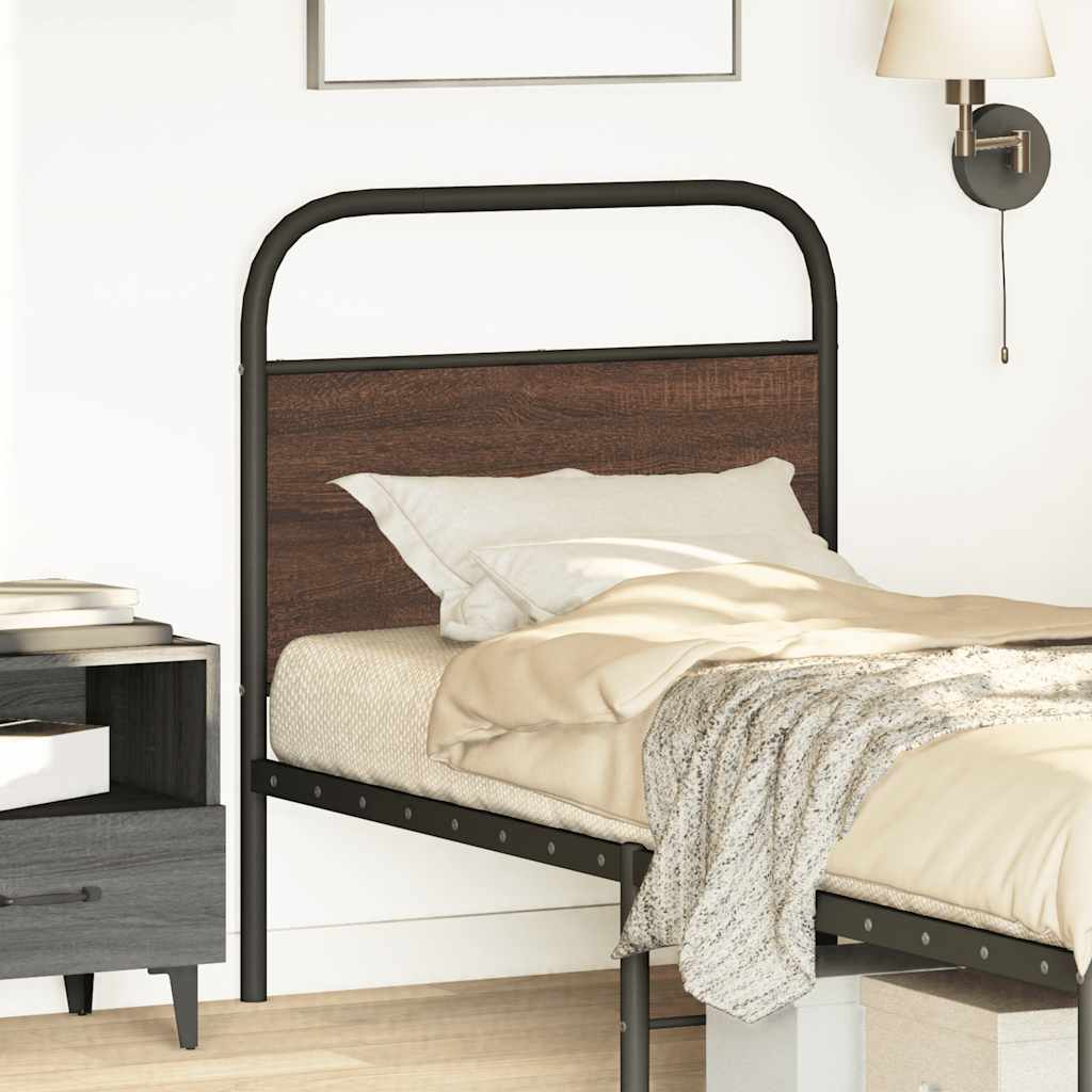 barna tölgy színű acél és szerelt fa fejtámla 75 cm (4100333)