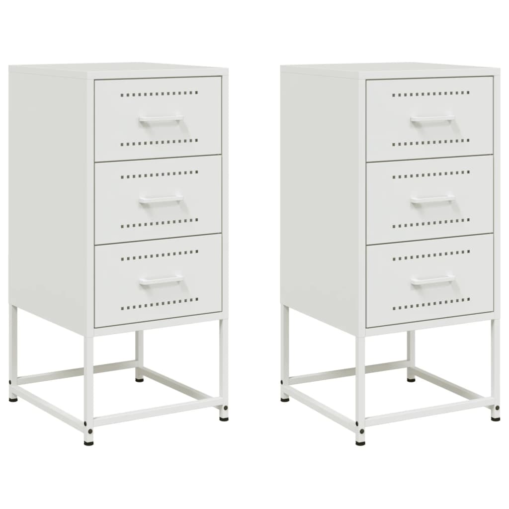 2 db fehér acél éjjeliszekrény 36 x 39 x 78 cm (846589)