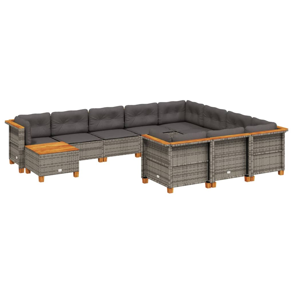 11 részes szürke polyrattan kerti ülőgarnitúra párnákkal (3262056)