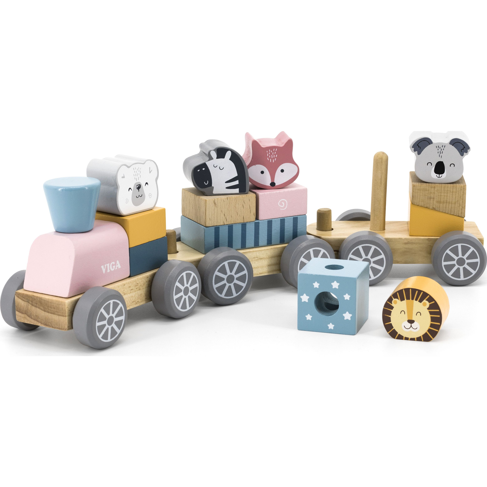 Fából készült vonat állatokkal (6971608440151)