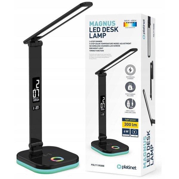 Platinet desk lamp PDL711RGB, black (46217)