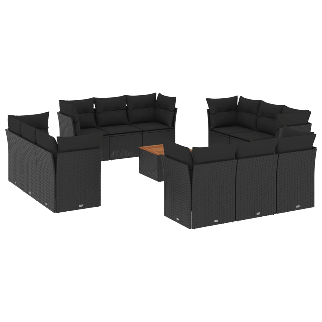 13 részes fekete polyrattan kerti ülőgarnitúra párnákkal (3255866)