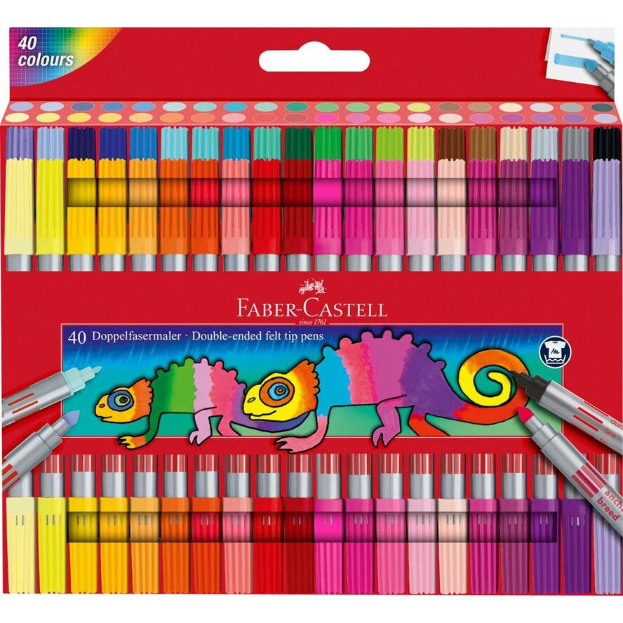Faber-Castell: 40db-os kétvégű filctoll készlet ragyogó színekkel (151140)