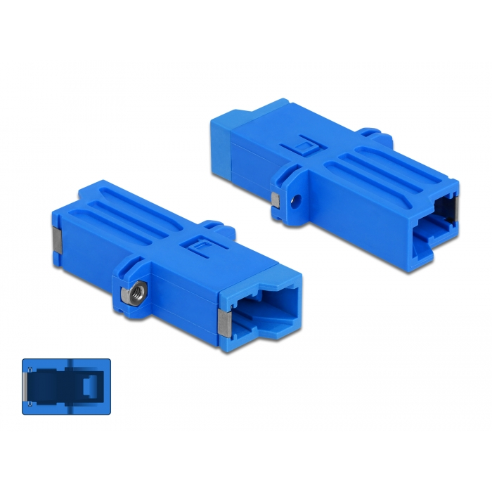 Delock Zöld E2000 Simplex anya - Simplex anya száloptikai csatoló egyszeri kék (86945) (86945)