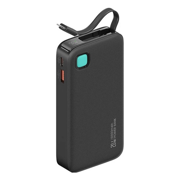 Usams US-CD225 Power Bank 10000mAh 20W PD Lightning kábellel Fekete (10KCD22501)