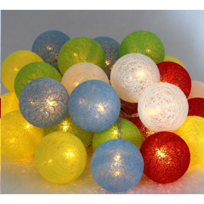 IRIS Gömb alakú 6cm/színes fonott/4,5m/több színű/30db LED-es/USB-s fénydekoráció (104-41) (104-41)