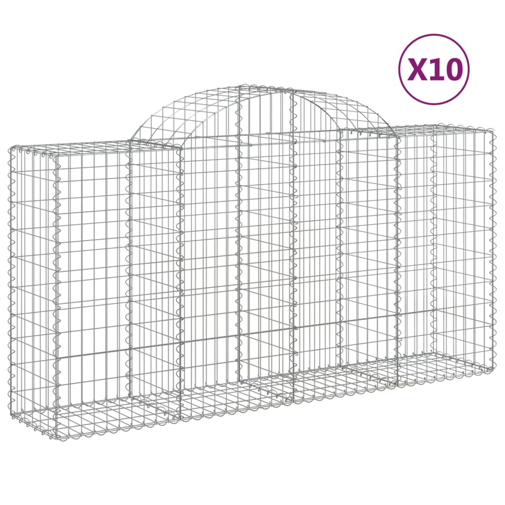 10 db íves horganyzott vas gabion kosár 200 x 50 x 100/120 cm (3146328)