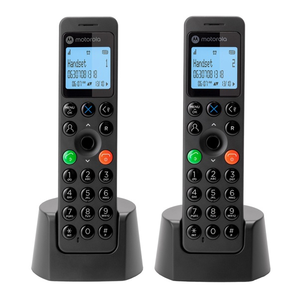 Motorola telefon készülék (vezeték nélküli, 2 kézibeszélő, kijelző, DECT) FEKETE (DOT202)