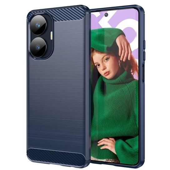 Gigapack Realme C55 szálcsiszolt, karbon mintás tok sötétkék (GP-139472) (GP-139472)