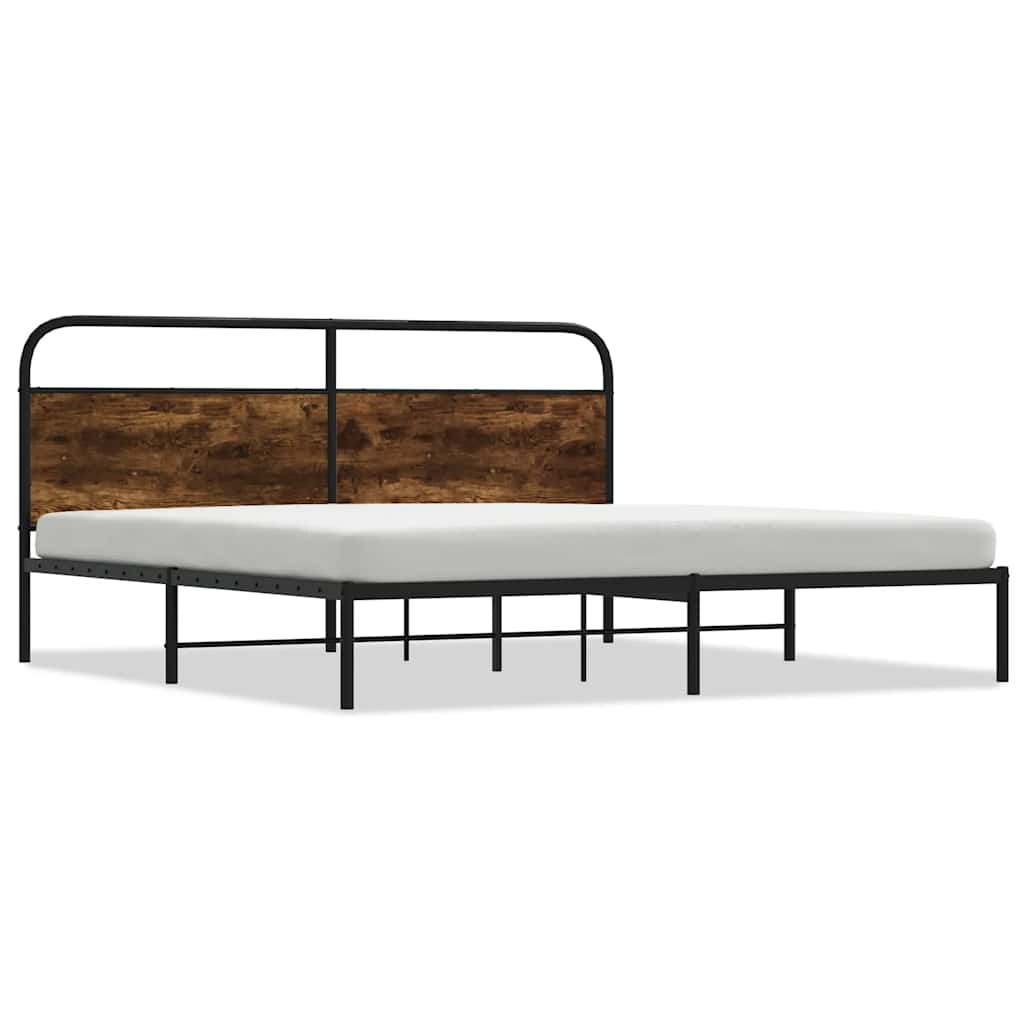füstös tölgy színű fém ágykeret matrac nélkül 200 x 200 cm (3318633)