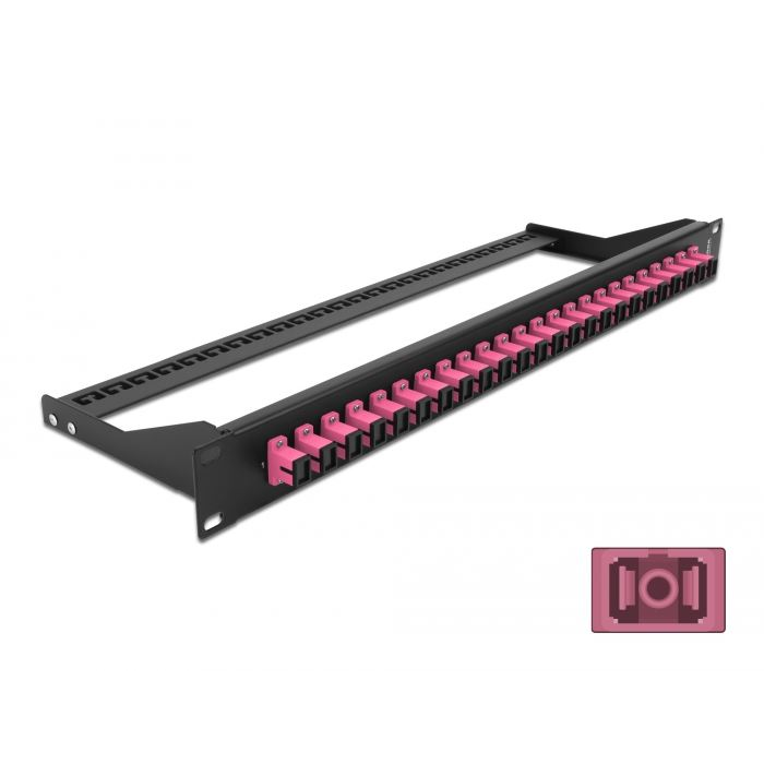 Delock 19 száloptikás csatlakozó panel 24 portos SC Simplex ibolya (43384) (DE43384)