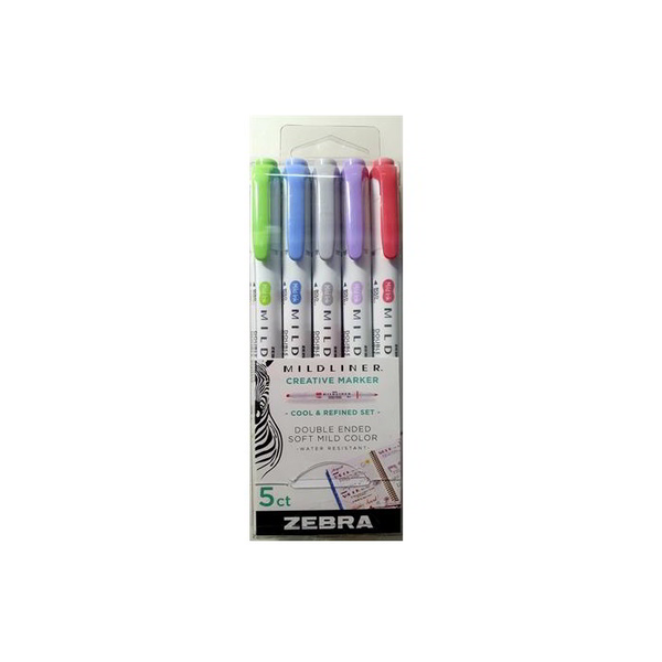 Zebra Mildliner Cool & Refined двустранен комплект хайлайтъри, 5 цвята