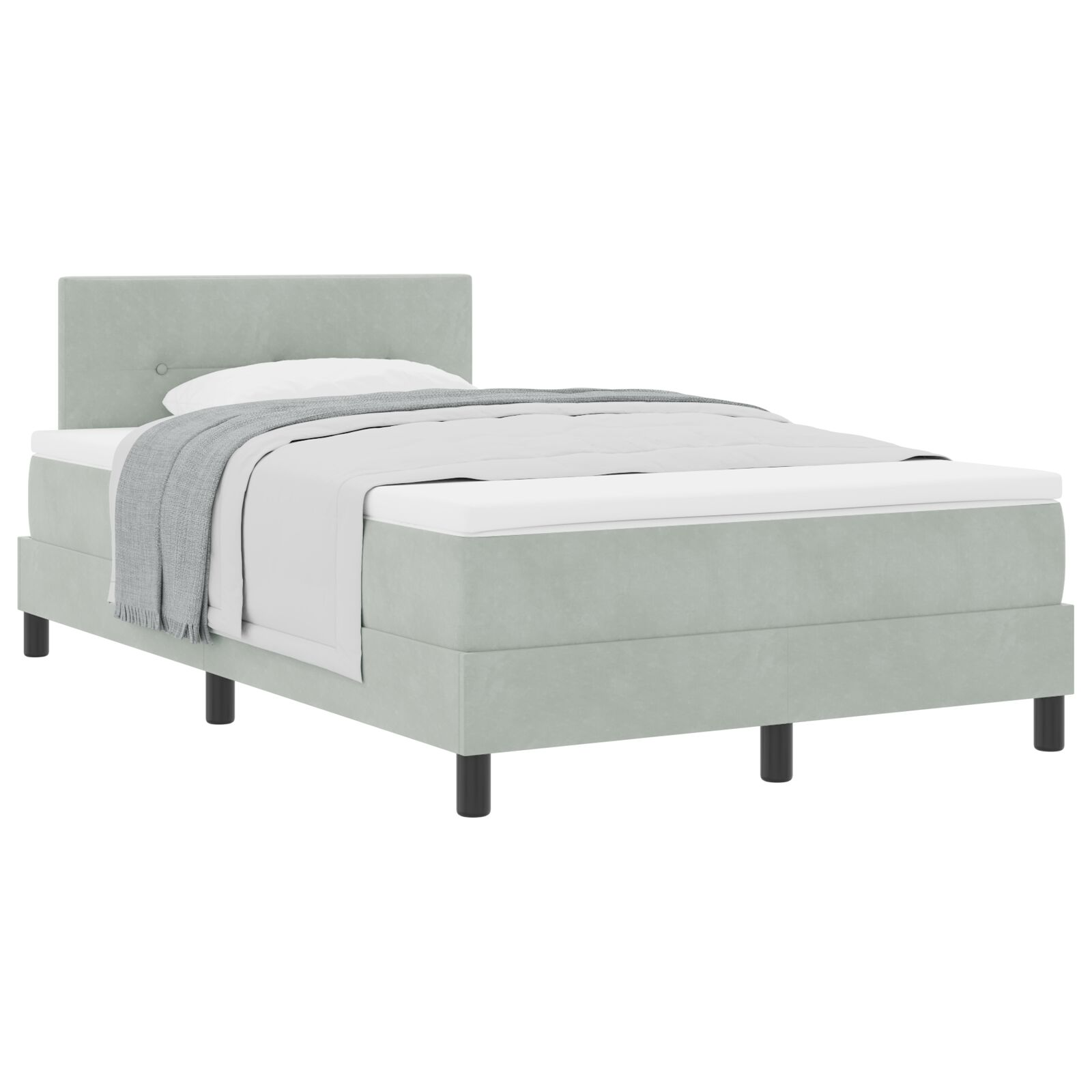 Boxspring Ágy Matrac Könnyű Szürke 120x200 cm Bársony (3339164)