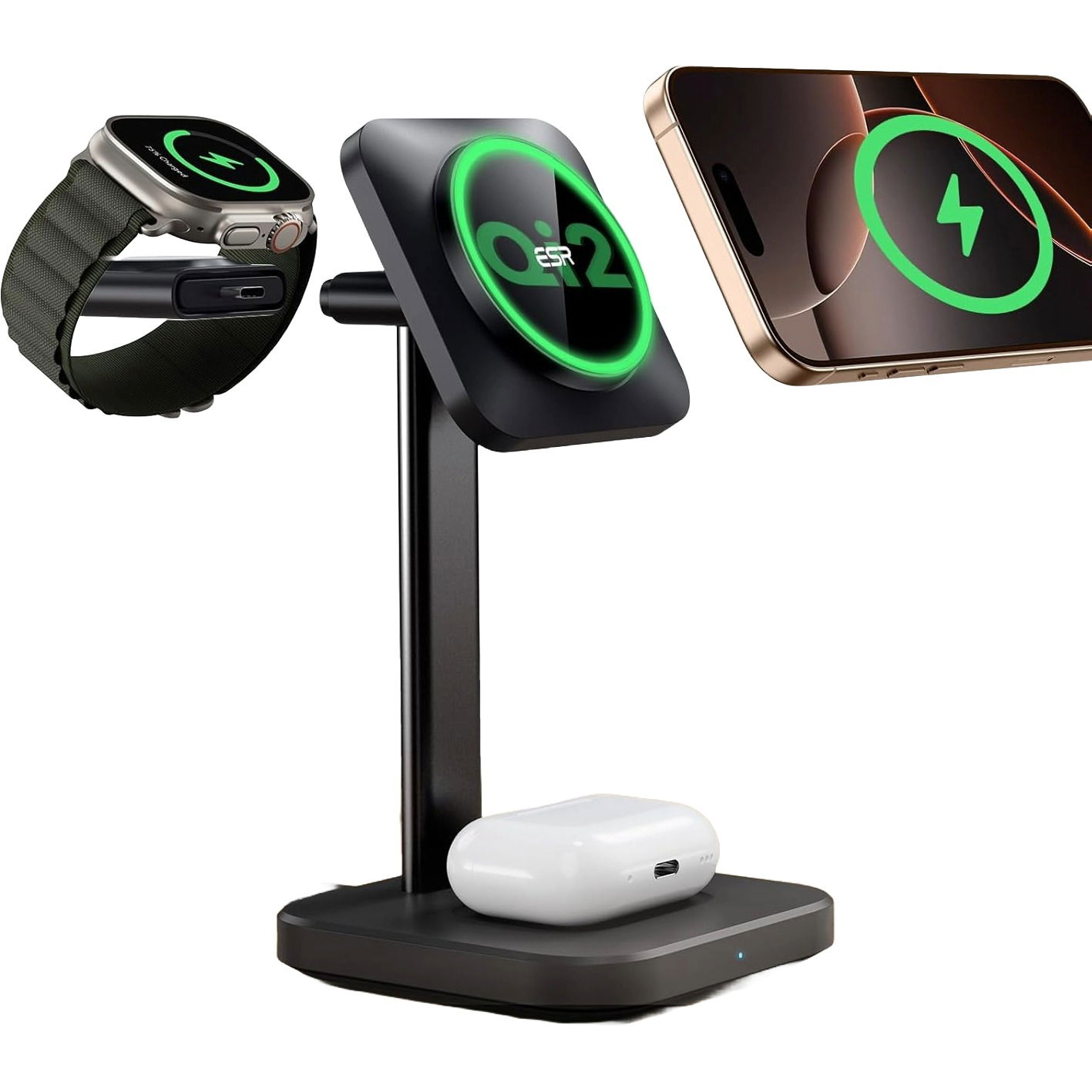 ESR HaloLock 3-in-1 Watch Wireless Charging Set, EU Plug, Black (2C5660803)