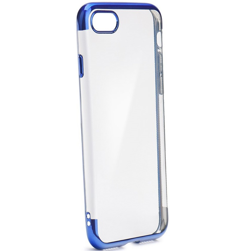Huawei P40 Lite E, Szilikon tok, Electro Plating, átlátszó/kék (92381)