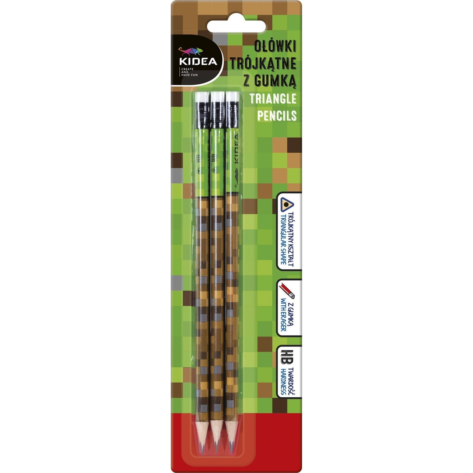 Kidea Game Háromszög HB Grafit Ceruza Radírral - 3 db-os (otguna3ka_20220620163338)