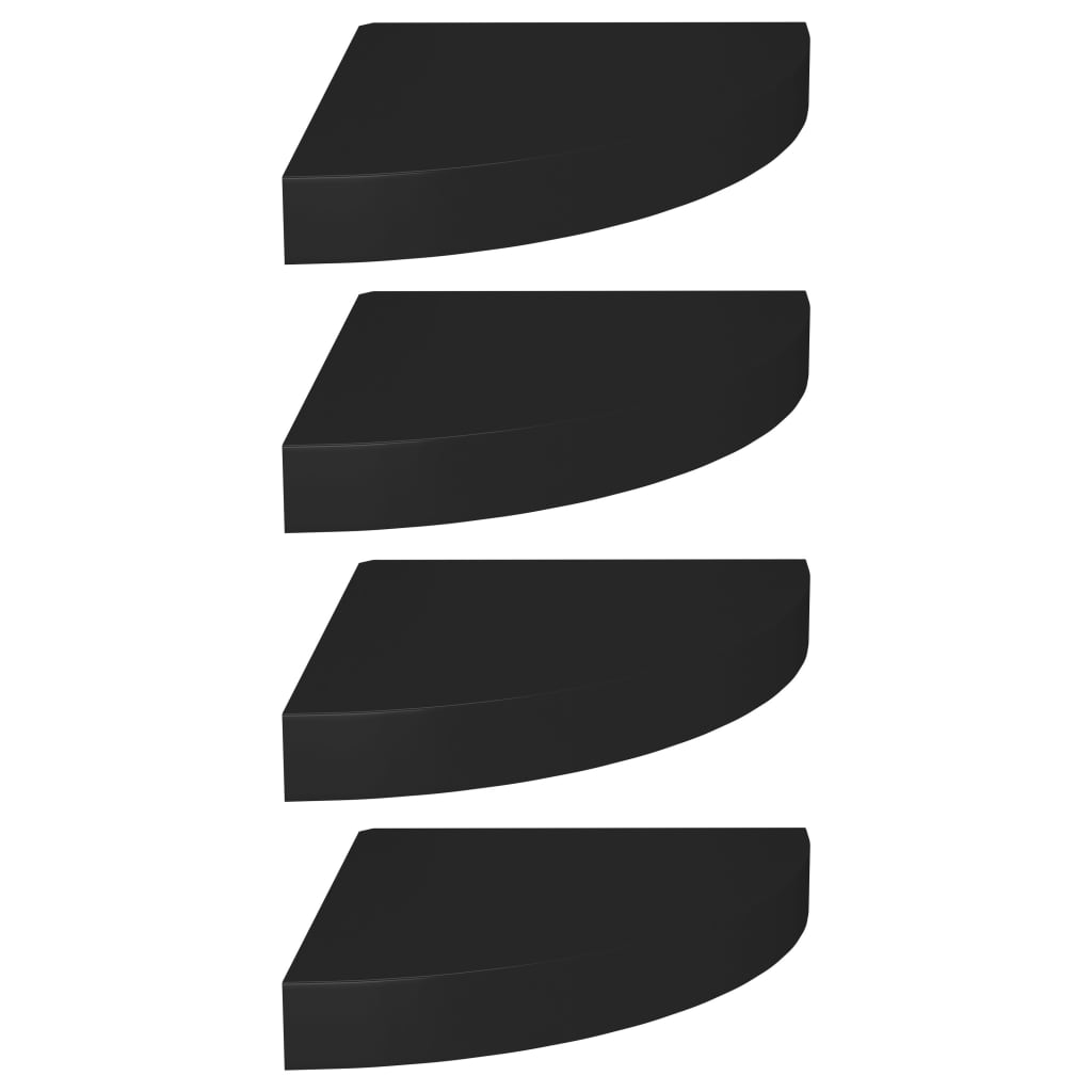 4 db fekete MDF lebegő sarokpolc 25 x 25 x 3,8 cm (323900)