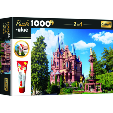 Puzzle cu castel, Trefl, 1000 piese + lipici, Multicolor