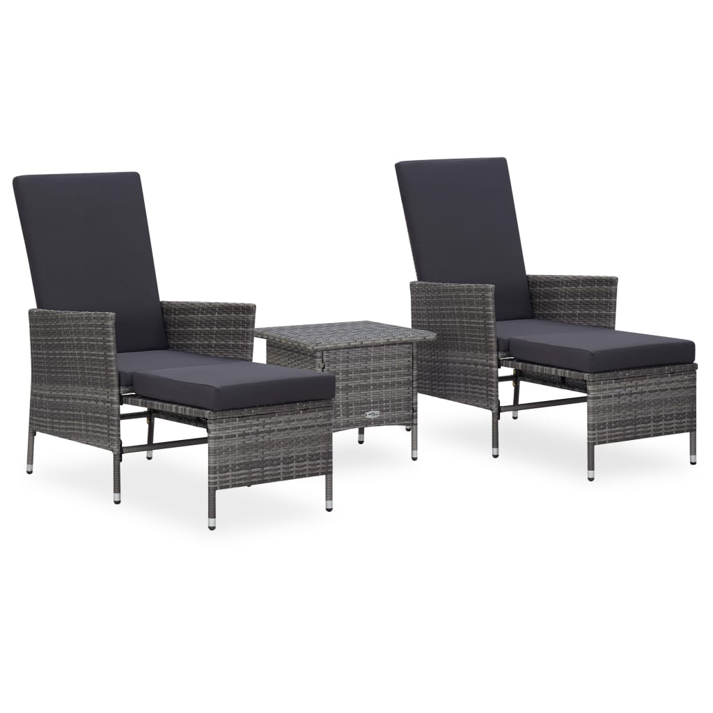 3 részes szürke polyrattan kerti ülőgarnitúra párnákkal (3059373)