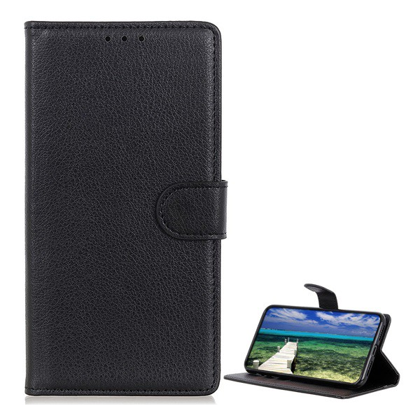 Стоящ калъф, кожен ефект (обръщане, странично отваряне, функция за настолен държач, Premium) Черен Nokia G10, Nokia G20