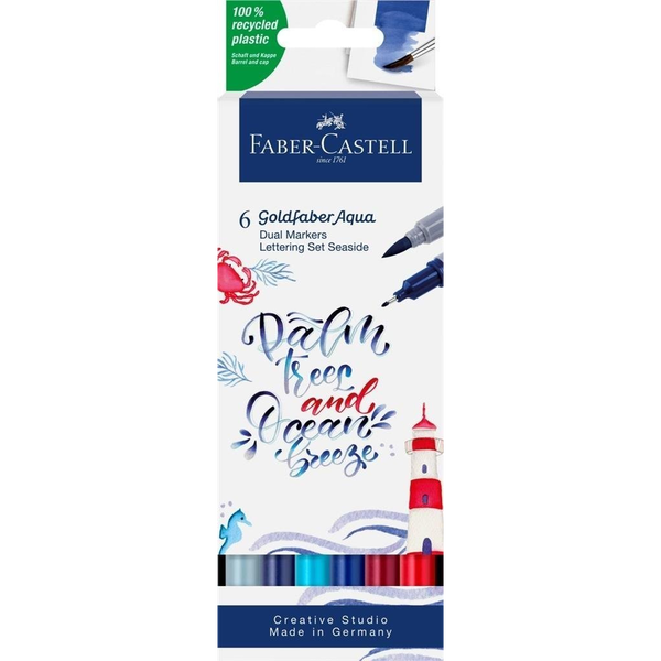 FABER-CASTELL Gofa Aqua Dual Marker Lettering Set Sea