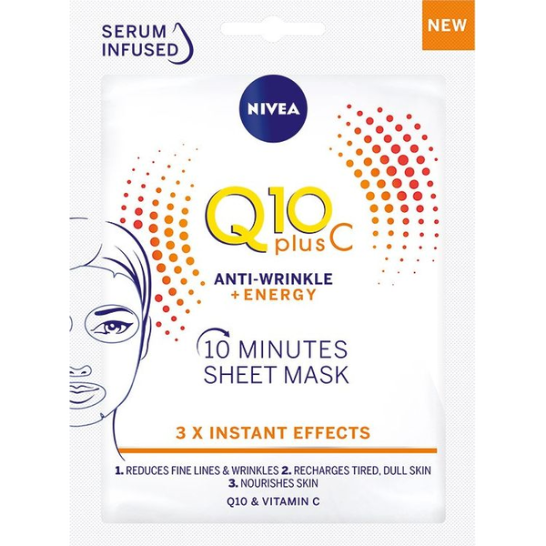 Nivea Q10 Plus fátyolmaszk 10 perces energetizáló 1db (9005800315485)