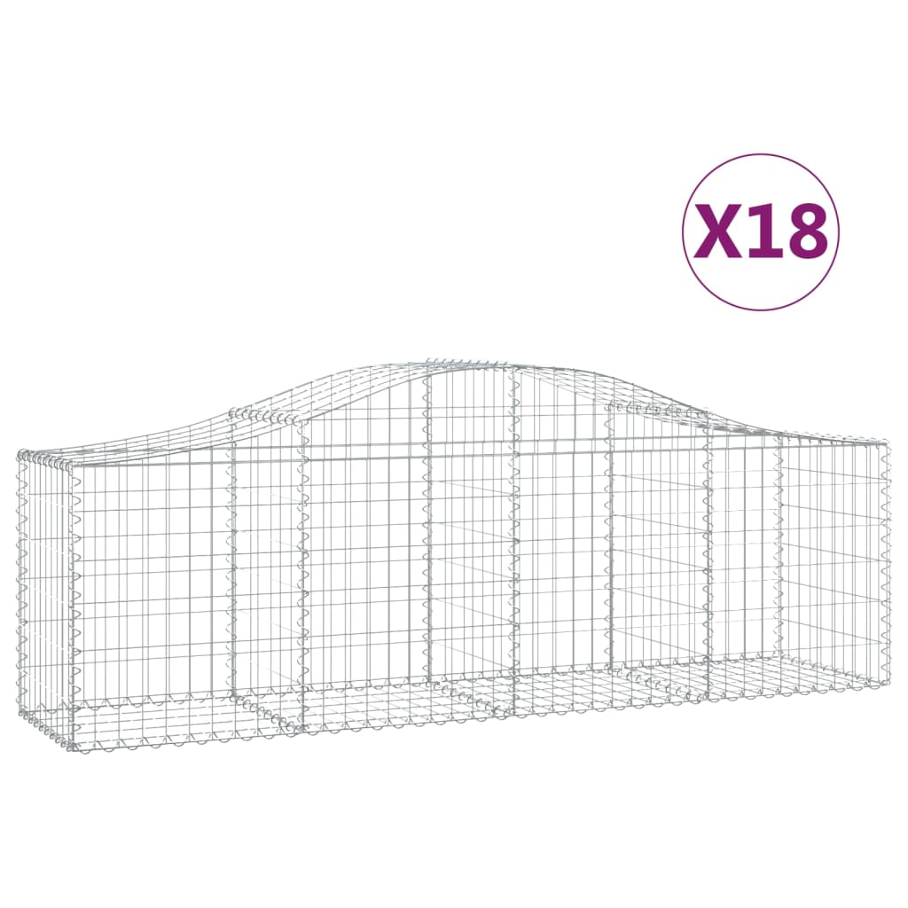 18 db íves horganyzott vas gabion kosár 200x50x60/80 cm (3145612)