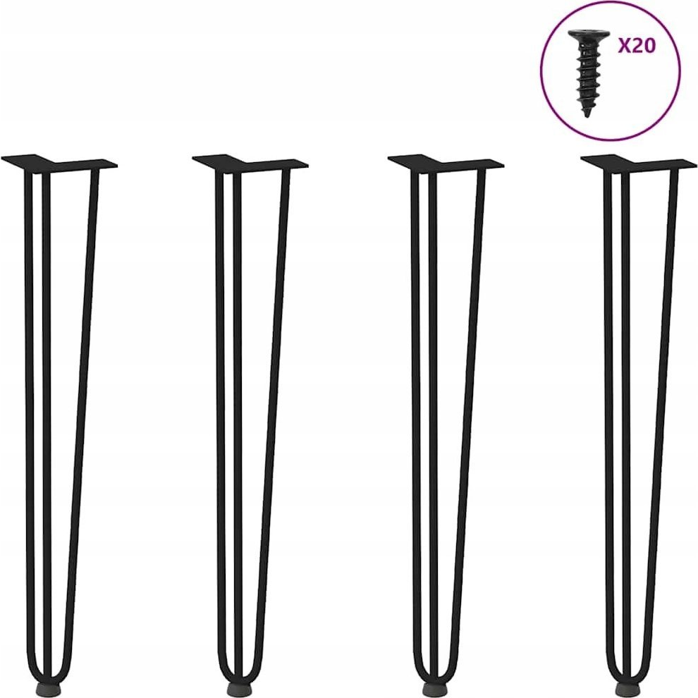 hajcsavaros asztallábak 4 db Fekete 72 cm tömör acélból (4012444)