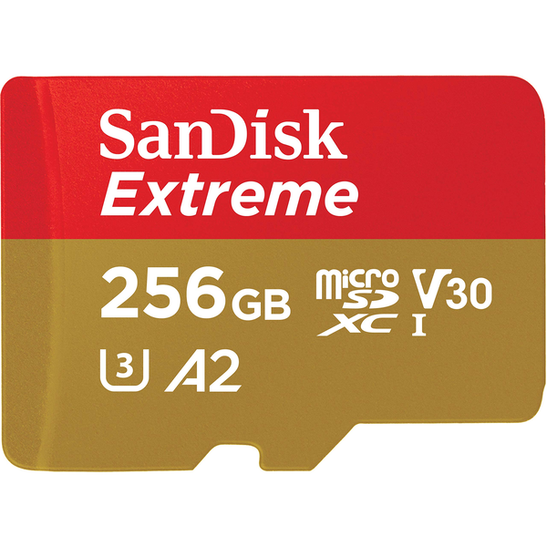 Карта памет SanDisk Extreme microSDXC 256GB, До 190MB/s & 130MB/s Read/Write speeds A2 C10 V30 UHS-I U3