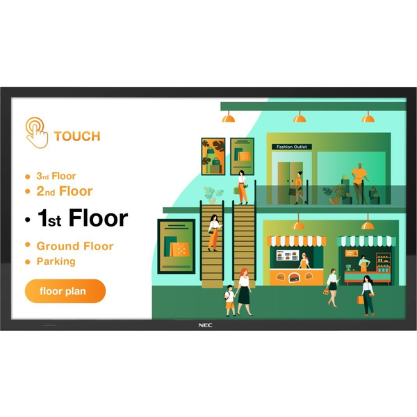 NEC MultiSync M551 PCAP Обществен цифров плосък панел 139,7 см (55") IPS 500 cd/m² 4K Ultra HD Черен Тъчскрийн 24/7