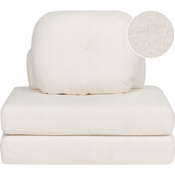 Sofá Cama Moderno Minimalista De 1 Plaza Puf Cama Individual Con Cojín De Bouclé Blanco Olden - Blanco