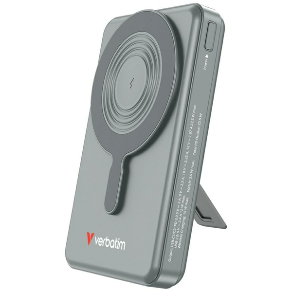 Verbatim 32272 Charge"n"Go 2C & Display Power Bank Grey, 10000 mAh, LiPo, Quick Charge 3.0, 52 W