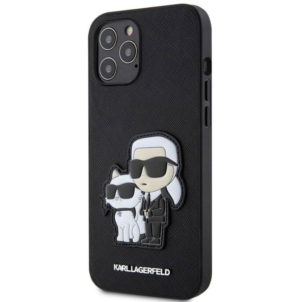 Karl Lagerfeld PU Saffiano Karl and Choupette iPhone 12 / 12 Pro fekete tok (KLHCP12MSANKCPK)