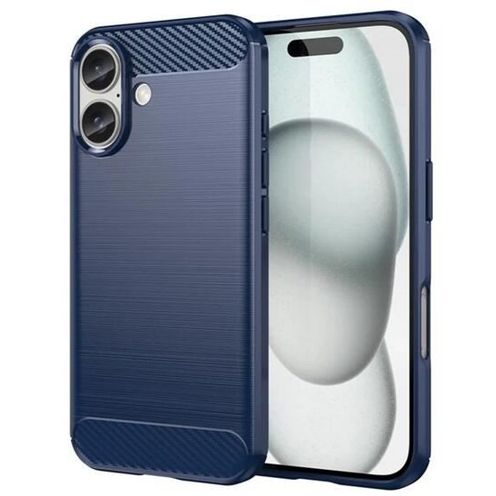 Gigapack Apple iPhone 16 szálcsiszolt, karbon mintás tok sötétkék (GP-160161) (GP-160161)