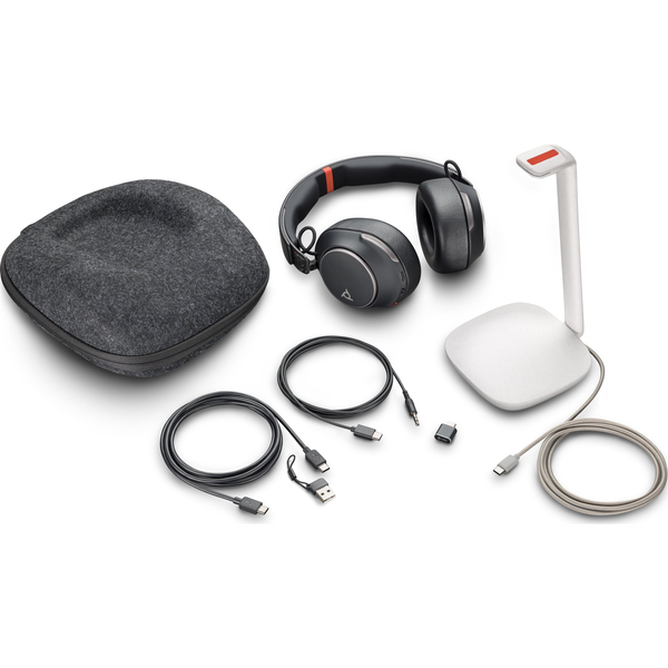 HP Poly Voyager Surround 85 UC USB-C Headset +USB-C/A Adapter +Charging Stand Auricolare Wireless A Padiglione Musica e Chiamate USB tipo-C Bluetooth Base di ricarica Nero