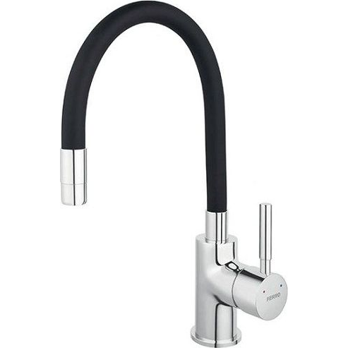 Ferro BZA4B Zumba Mosogató Csaptelep, Álló, Flexibilis - Forgatható, Egykaros, Fekete (BZA4B)