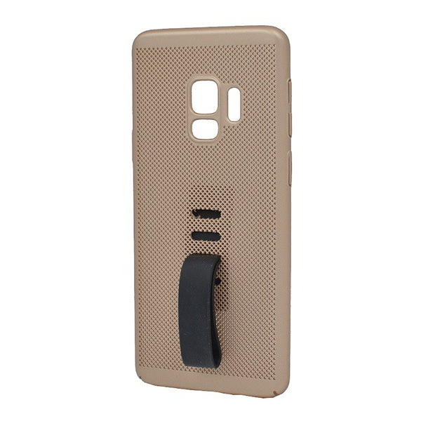 Műanyag telefonvédő (gumírozott, lyukacsos, ujjra húzható szilikon) ARANY [Samsung Galaxy S9 (SM-G960)] (5996457791996)