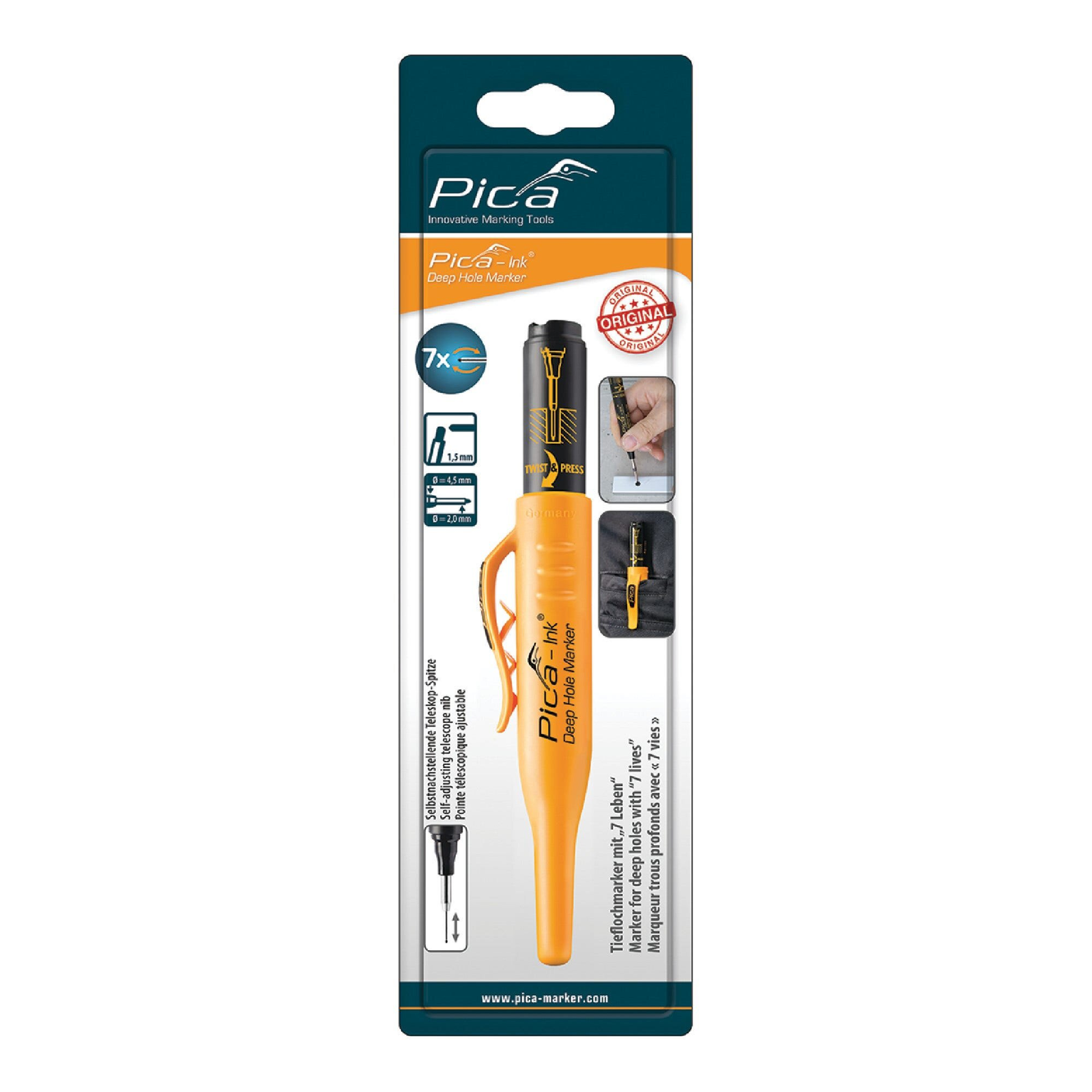 Pica 150/46/SB INK Mély lyukjelölő marker 1.5mm - Fekete