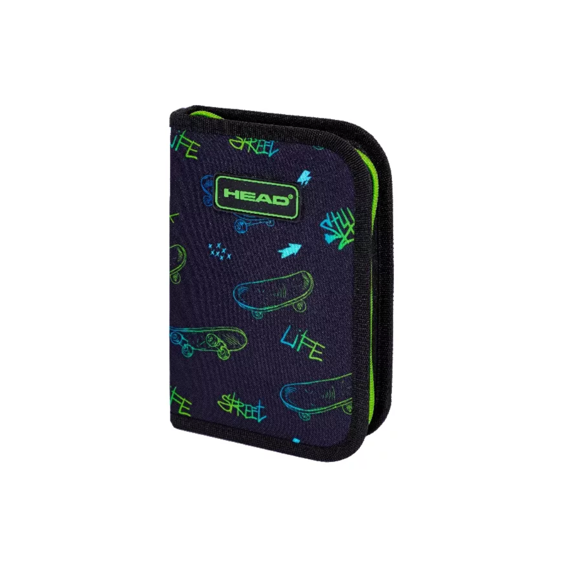Head Skate Lifestyle Töltetlen Cipzáras kihajtható tolltartó - Fekete/Zöld (503024068)