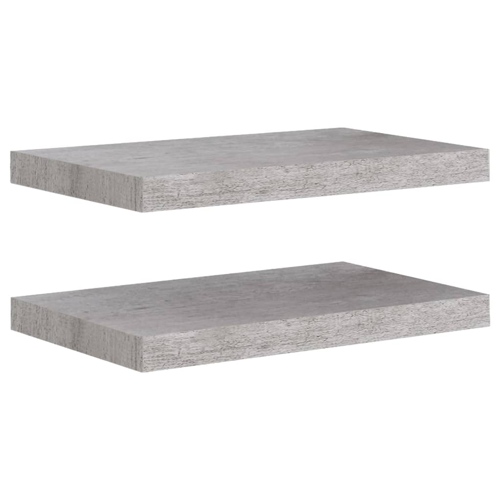 2 db betonszürke MDF lebegő fali polc 50 x 23 x 3,8 cm (326595)