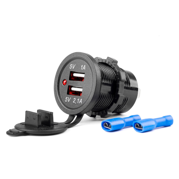 AMiO Vízálló Dupla USB Aljzat MOD-03 12/24 1-2.1A (0502853)